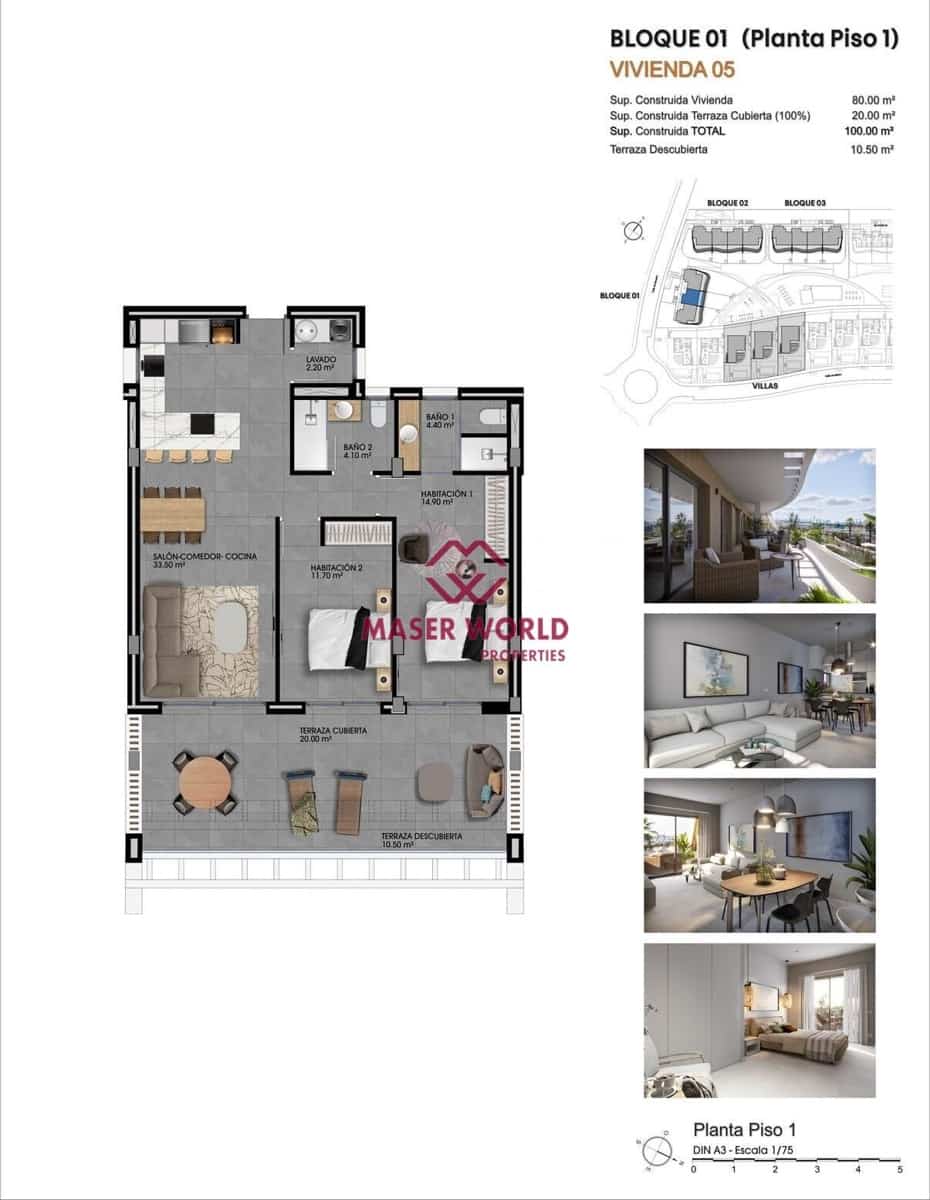 Apartamento de 2 habitaciones en Finestrat en venta con piscina - 375.000 € (Ref: 9410901)