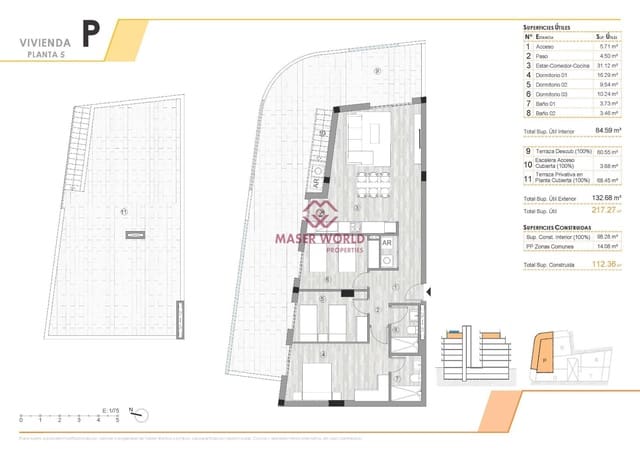 3 sypialnia Penthouse na sprzedaż w Centro, Torrevieja z basenem garażem - 440 000 € (Ref: 9446254)
