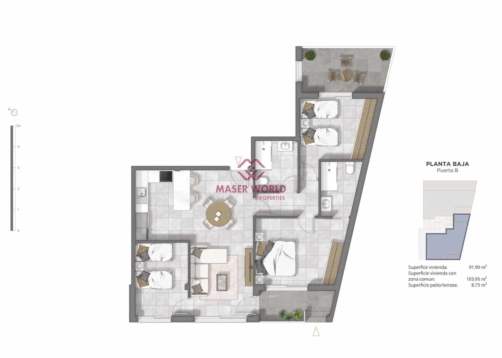 3 sypialnia Apartament na sprzedaż w Guardamar del Segura z basenem garażem - 325 000 € (Ref: 9446265)