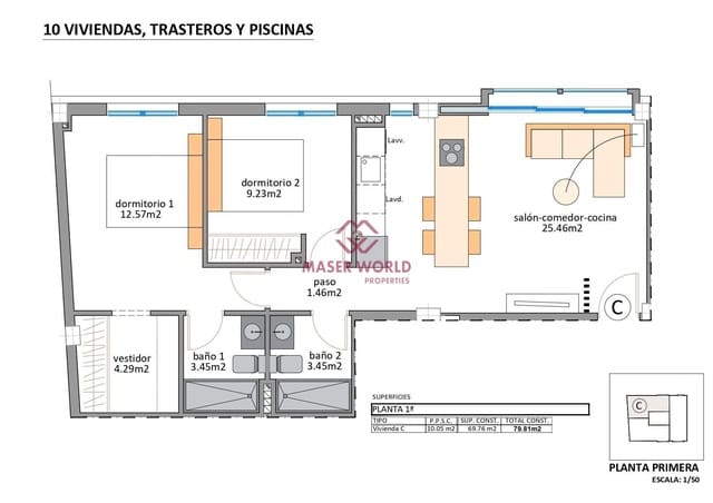 2 soverom Leilighet til salgs i Lo Pagan, San Pedro del Pinatar med svømmebasseng garasje - € 208 900 (Ref: 9494531)
