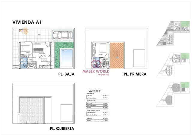 Pareado de 2 habitaciones en Puerto de Mazarron, Mazarrón en venta - 265.000 € (Ref: 9548111)