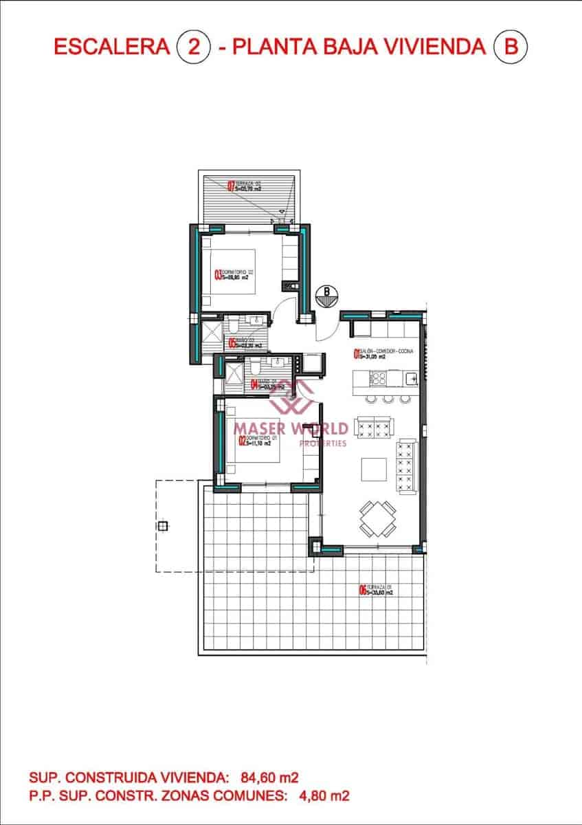 Apartamento de 2 habitaciones en Aguas Nuevas en venta con piscina - 274.900 € (Ref: 9548115)