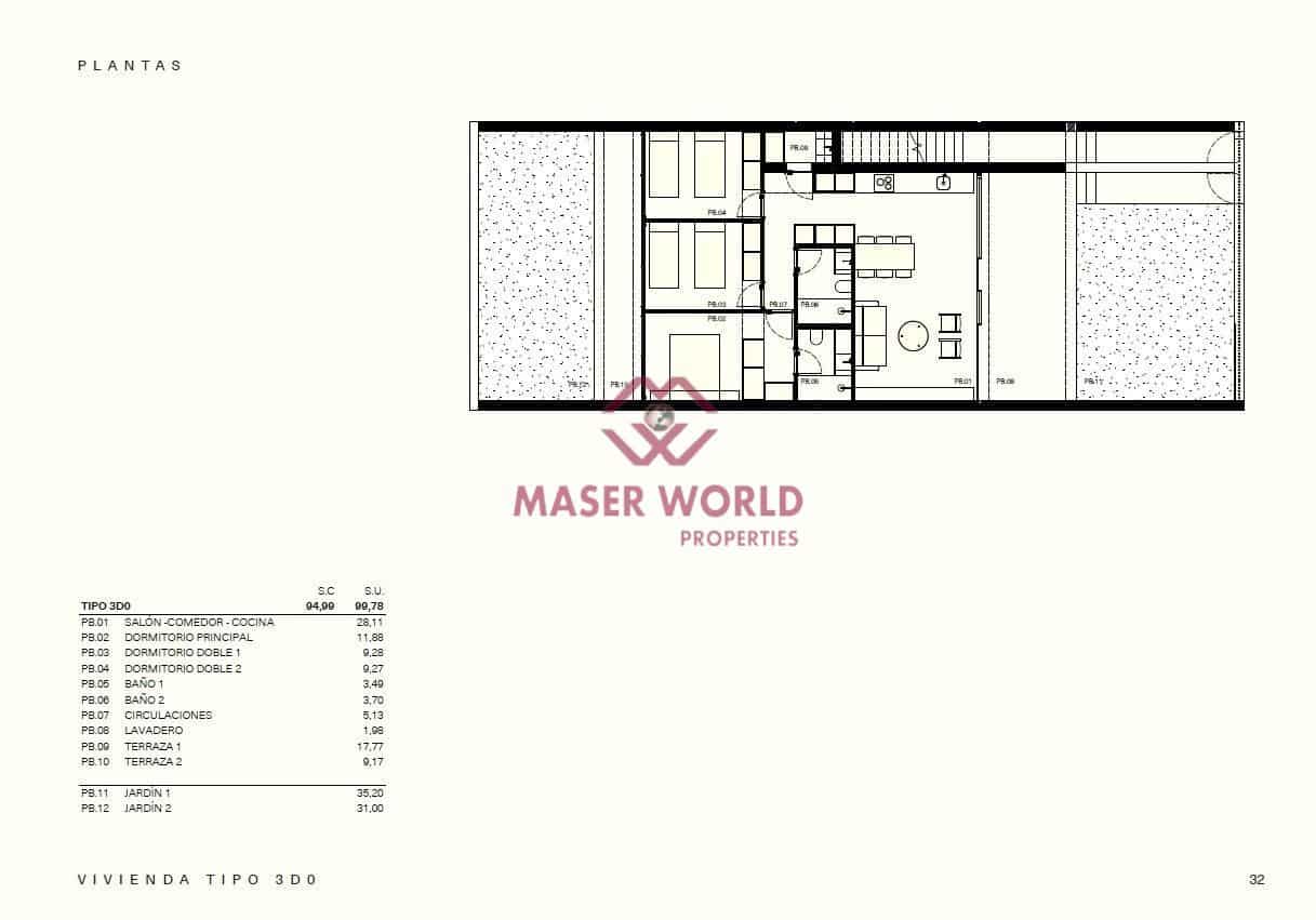 3 chambre Bungalow à vendre à Los Balcones avec piscine - 340 000 € (Ref: 9555653)