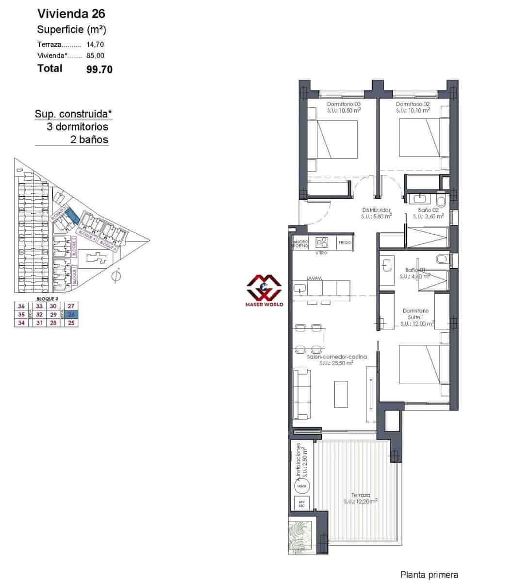 3 slaapkamer Appartement te koop in Los Alcazares met zwembad - € 339.000 (Ref: 9701581)