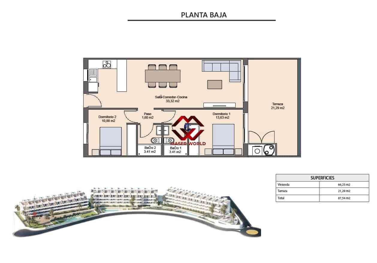2 sovrum Lägenhet till salu i Finestrat med pool - 312 900 € (Ref: 9772983)