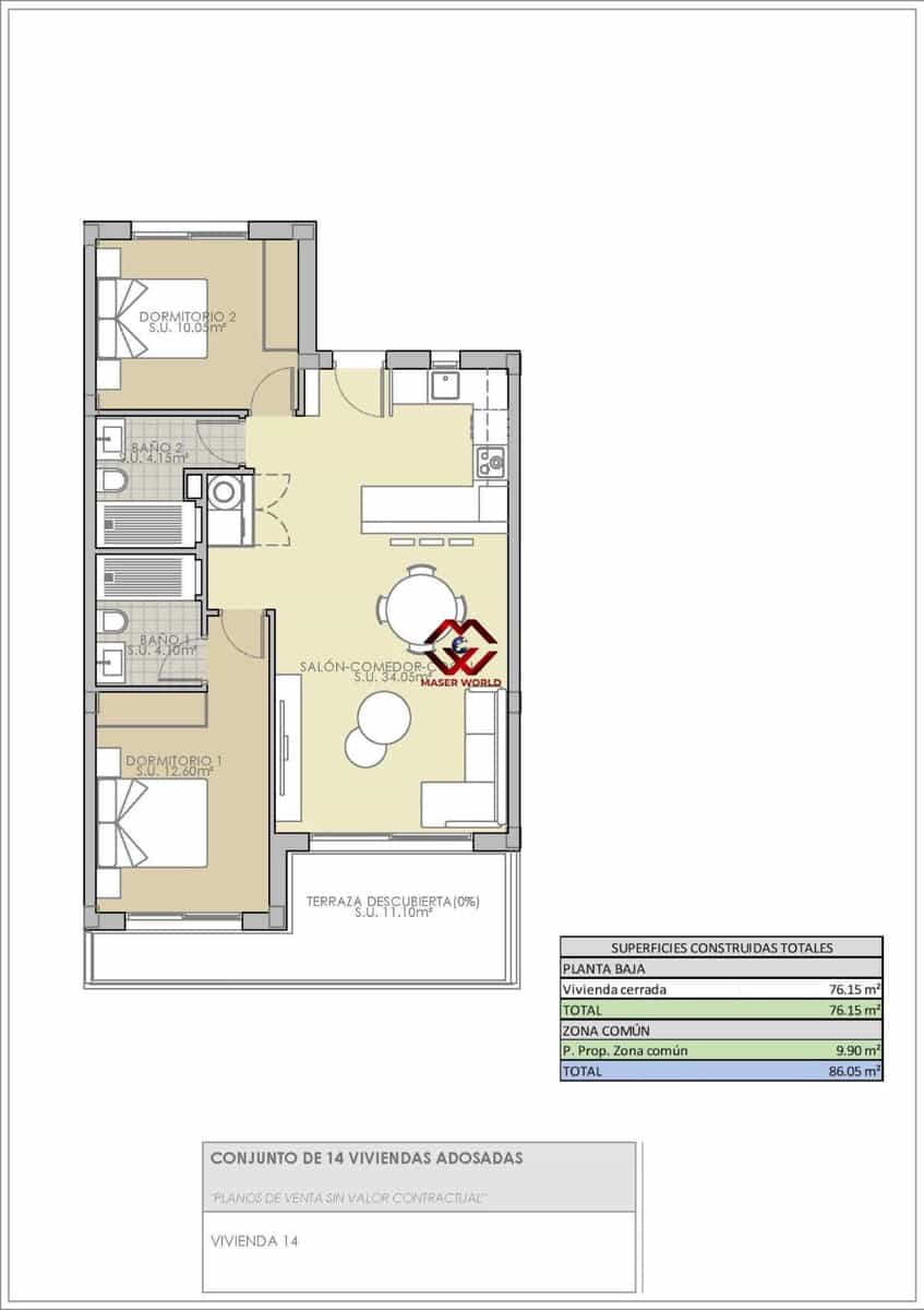 2 bedroom Bungalow for sale in Rojales with garage - € 281,900 (Ref: 9778043)