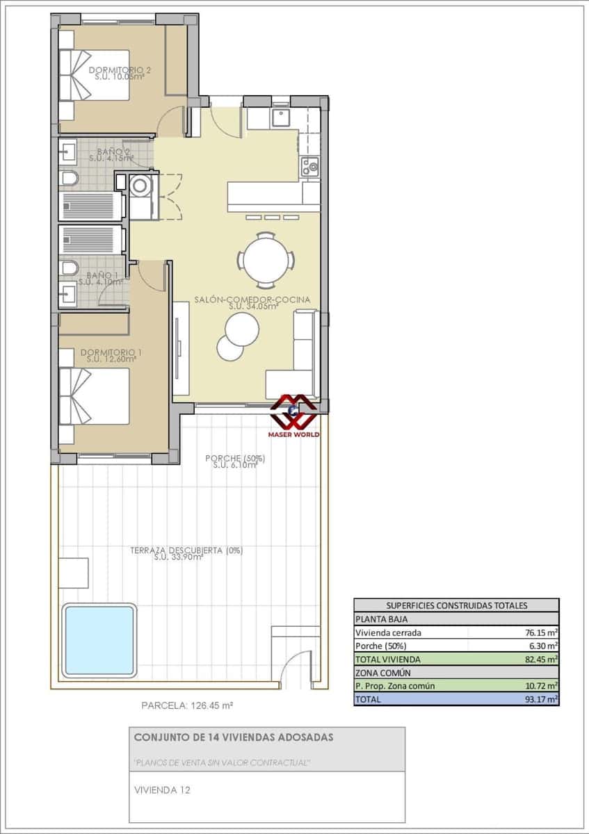 2 bedroom Bungalow for sale in Rojales with garage - € 261,900 (Ref: 9778044)