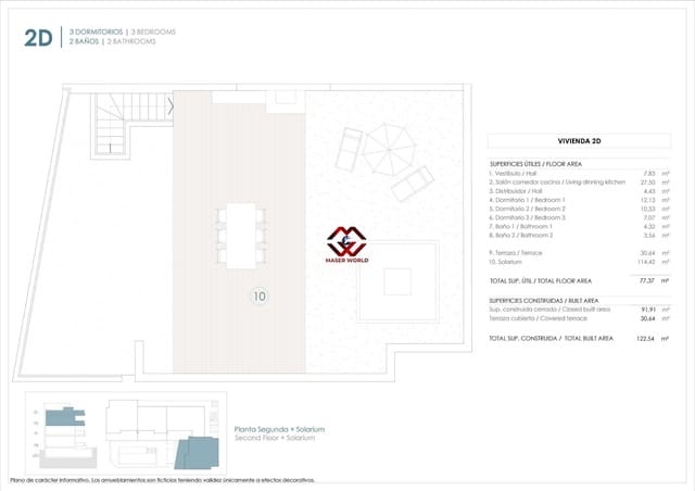 3 soveværelse Penthouse til salg i Benijófar med swimmingpool garage - € 410.000 (Ref: 9778049)