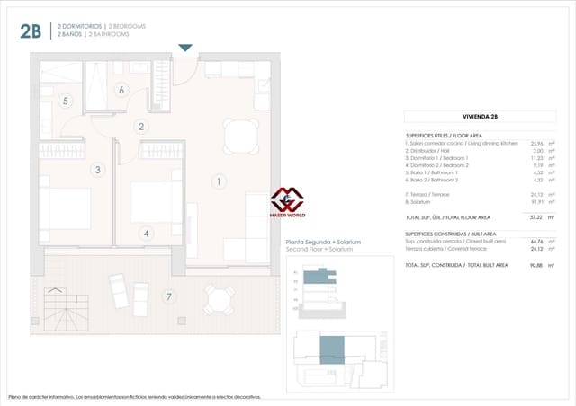 2 soveværelse Penthouse til salg i Benijófar med swimmingpool garage - € 410.000 (Ref: 9778050)