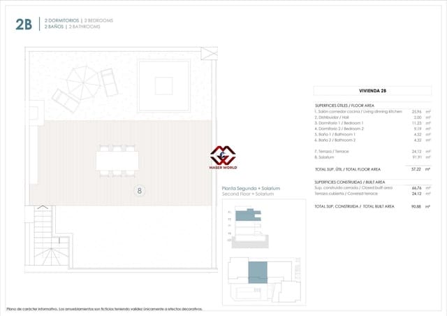 2 soveværelse Penthouse til salg i Benijófar med swimmingpool garage - € 410.000 (Ref: 9778050)