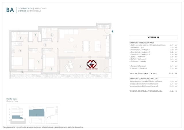 3 chambre Appartement à vendre à Benijófar avec piscine garage - 350 000 € (Ref: 9778053)