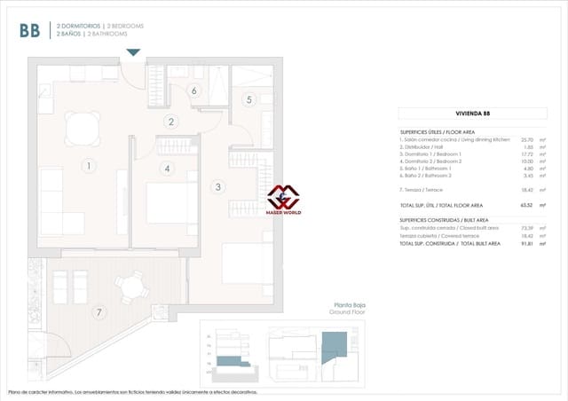 2 soverom Leilighet til salgs i Benijófar med svømmebasseng garasje - € 325 000 (Ref: 9778054)