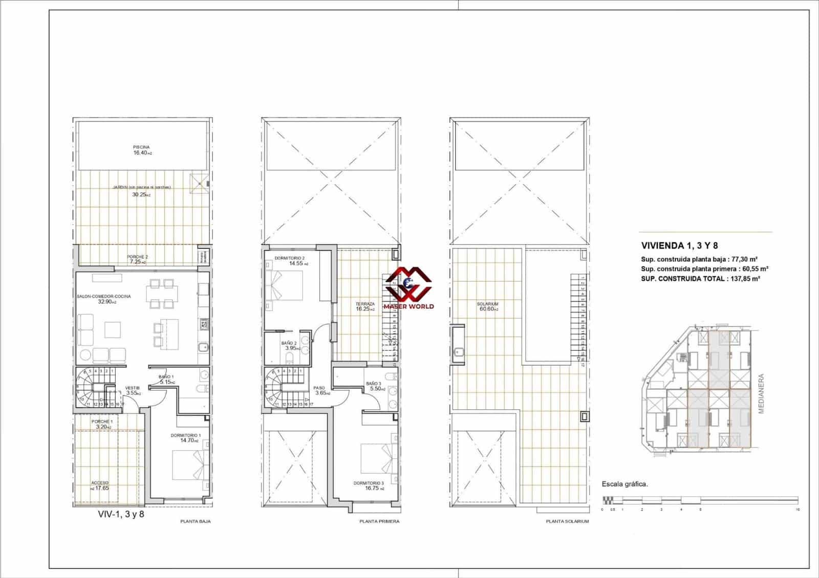 3 soveværelse Rækkehus til salg i San Javier med swimmingpool garage - € 299.900 (Ref: 9778056)