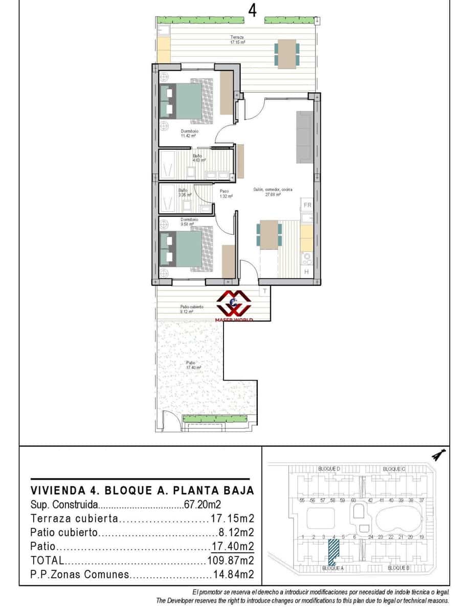 2 soverom Leilighet til salgs i San Cayetano med svømmebasseng garasje - € 249 900 (Ref: 9780478)