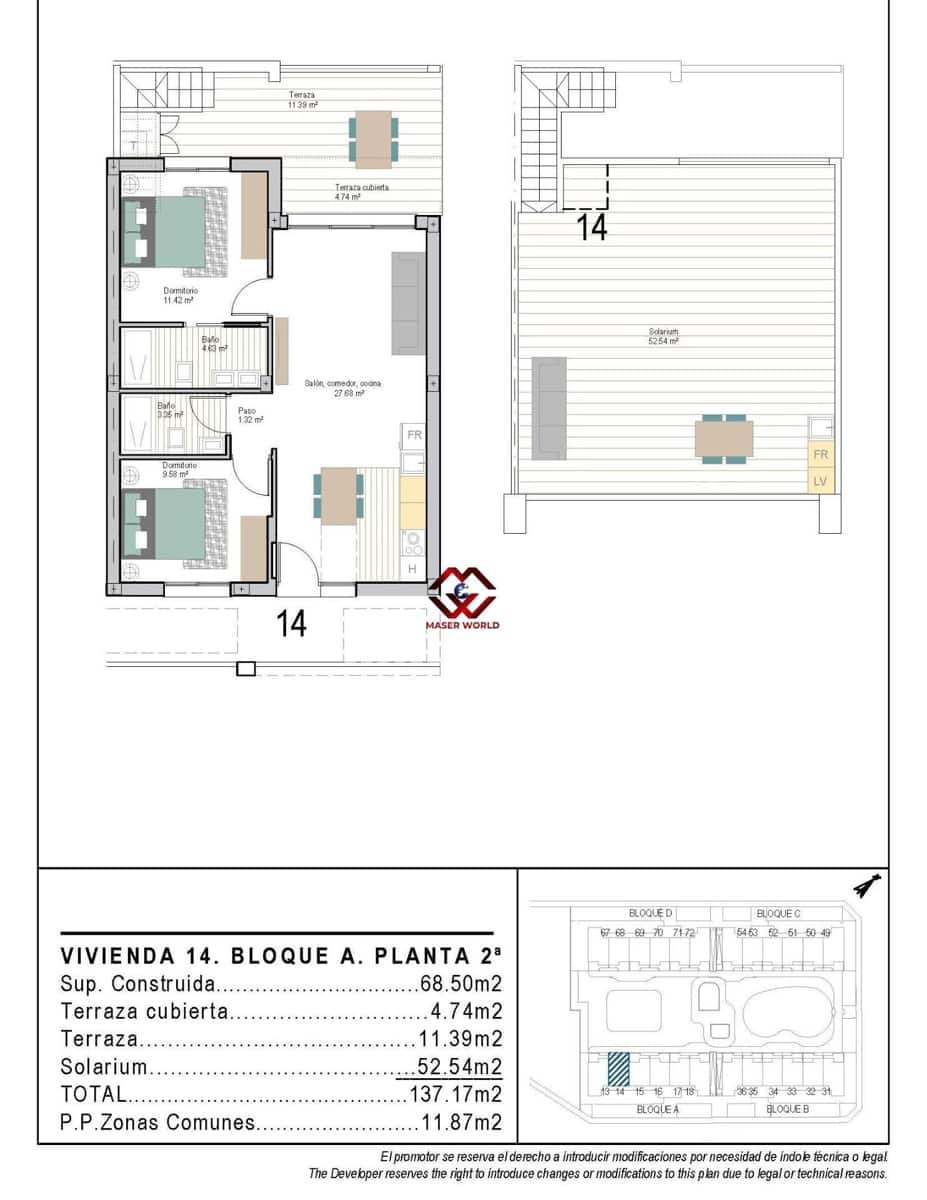 2 soverom Penthouse til salgs i San Cayetano med svømmebasseng garasje - € 277 900 (Ref: 9780479)