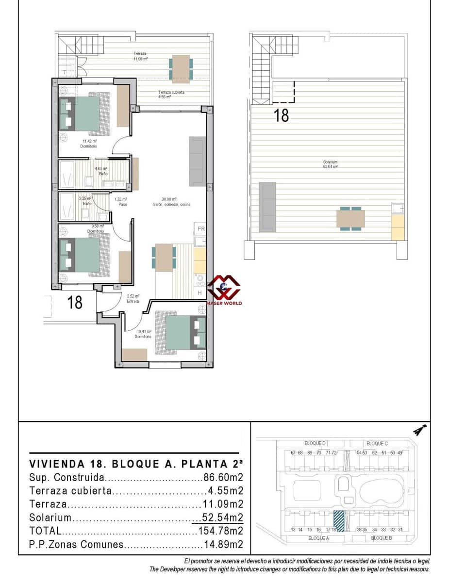 3 soverom Penthouse til salgs i San Cayetano med svømmebasseng garasje - € 296 900 (Ref: 9780481)