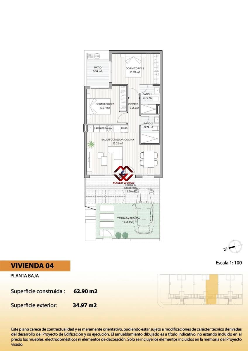 2 soverom Bungalow til salgs i San Pedro del Pinatar med svømmebasseng garasje - € 279 000 (Ref: 9783059)