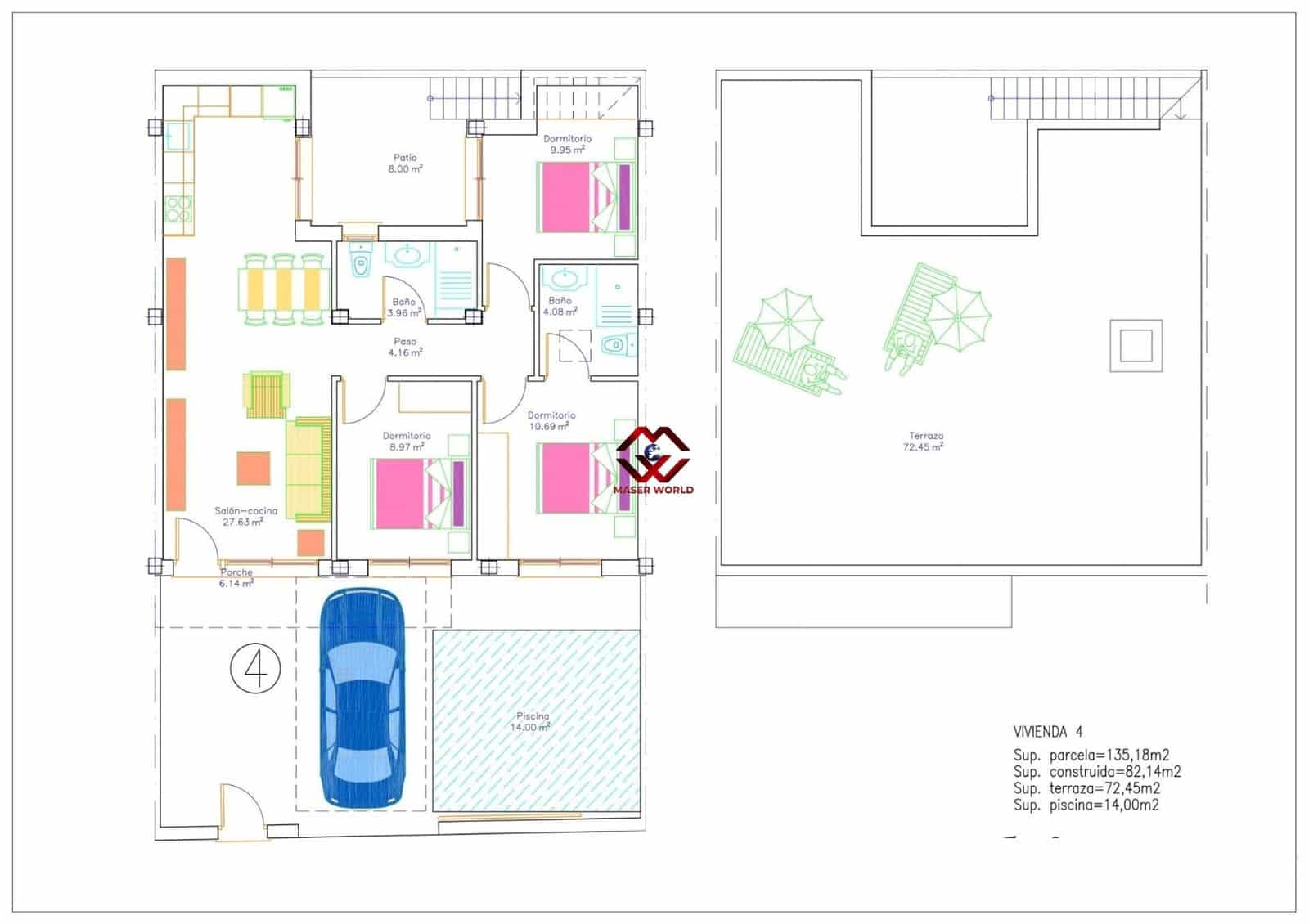 3 sovrum Radhus till salu i Avileses med pool garage - 279 900 € (Ref: 9783547)