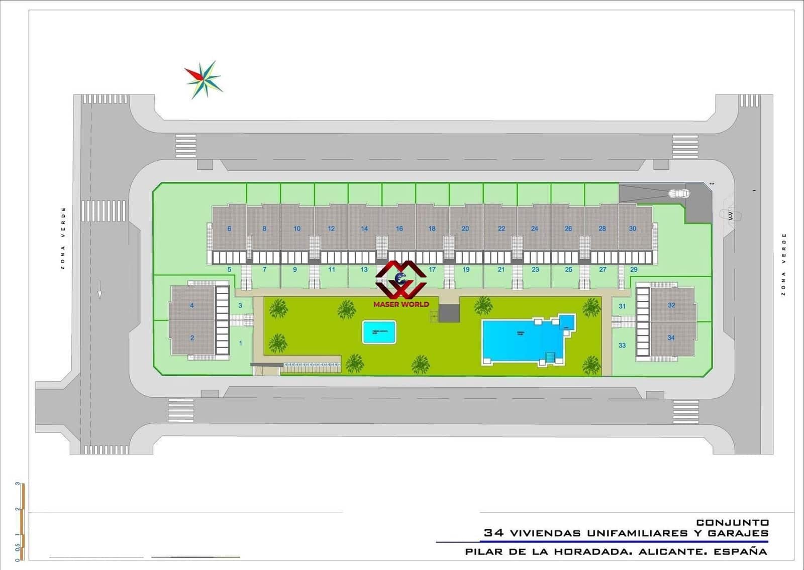 3 sovrum Bungalow till salu i Pilar de la Horadada med pool garage - 375 000 € (Ref: 9790983)