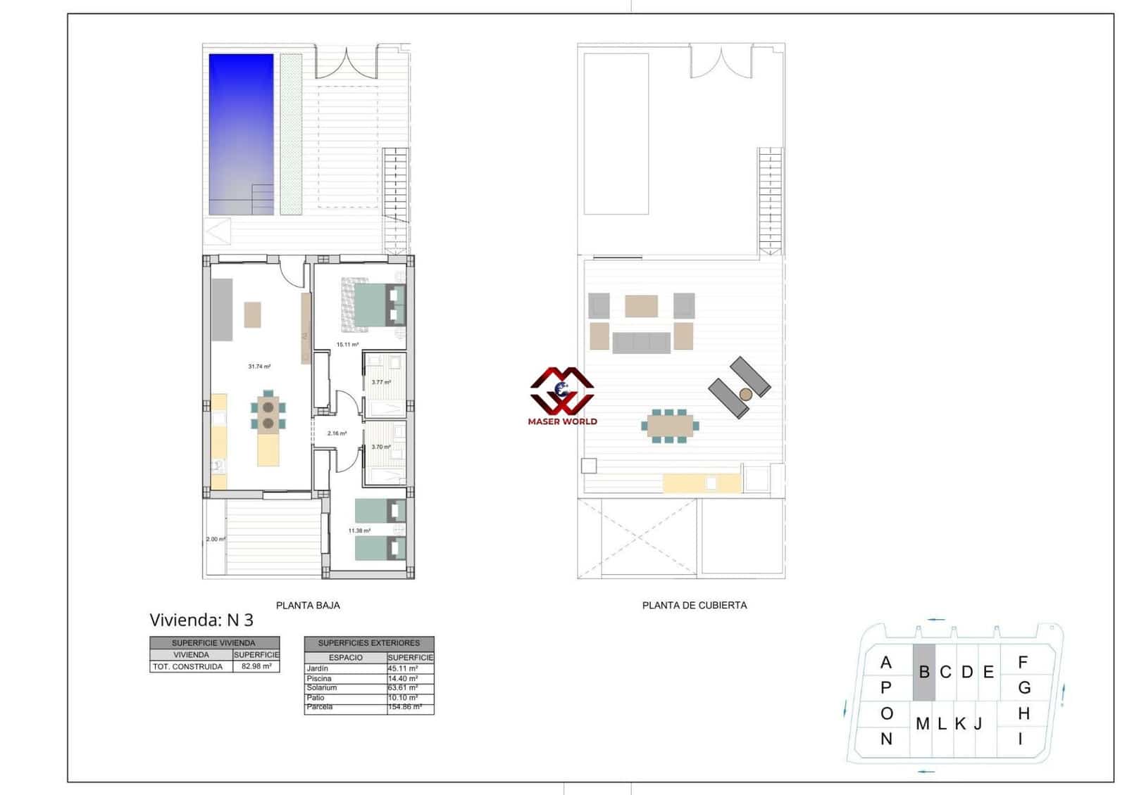 2 soveværelse Rækkehus til salg i Roldan med swimmingpool garage - € 262.900 (Ref: 9790987)