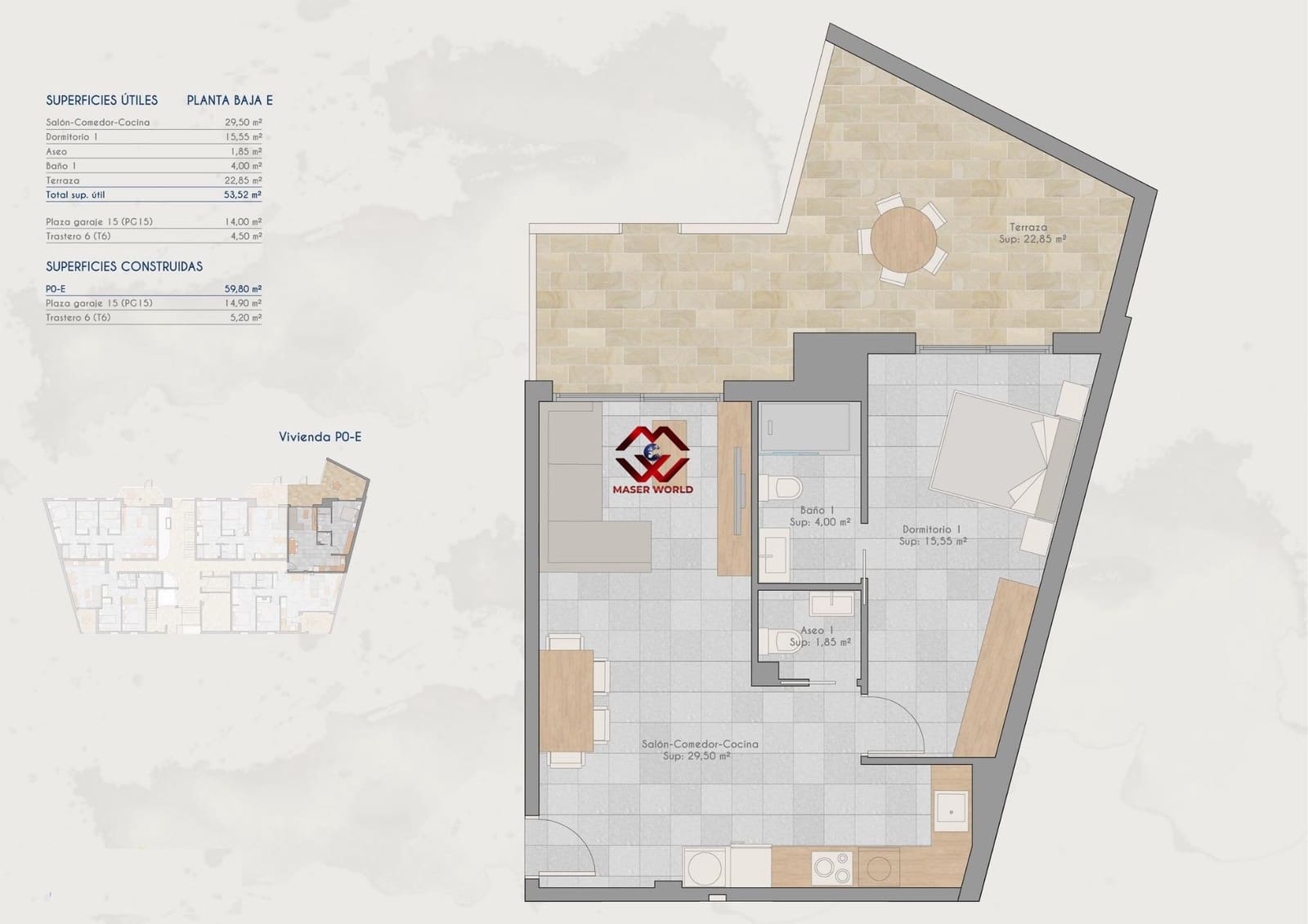 1 quarto Apartamento para venda em Los Cuarteros com piscina garagem - 194 000 € (Ref: 9794531)