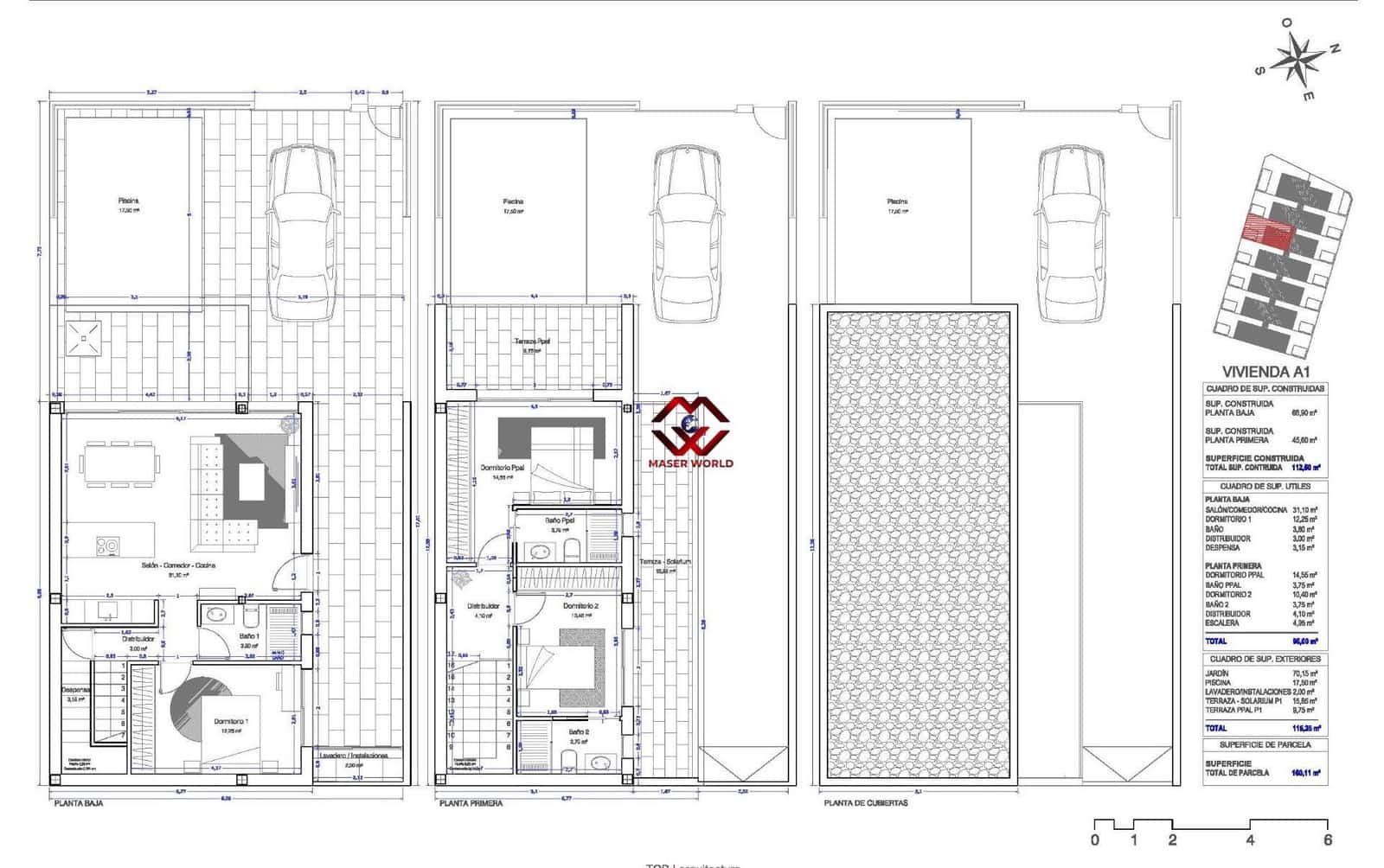 Pareado de 3 habitaciones en San Pedro del Pinatar en venta con piscina garaje - 435.000 € (Ref: 9794532)