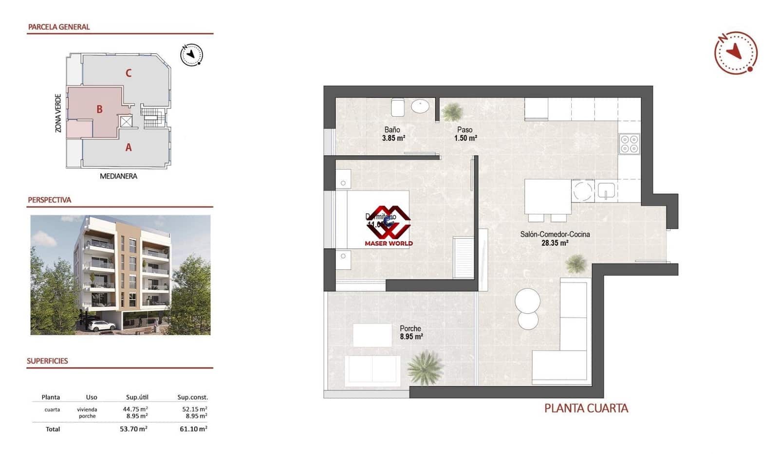 1 quarto Penthouse para venda em Lo Pagan com piscina garagem - 229 900 € (Ref: 9794535)