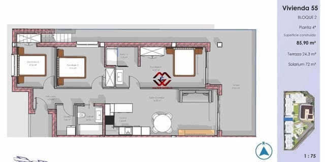 3 chambre Penthouse à vendre à El Raso, Guardamar del Segura avec piscine garage - 395 000 € (Ref: 9794540)