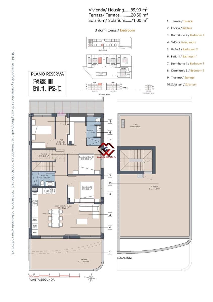 3 makuuhuone Kattohuoneisto myytävänä paikassa Los Alcazares mukana uima-altaan 
autotalli - 399 900 € (Ref: 9794543)