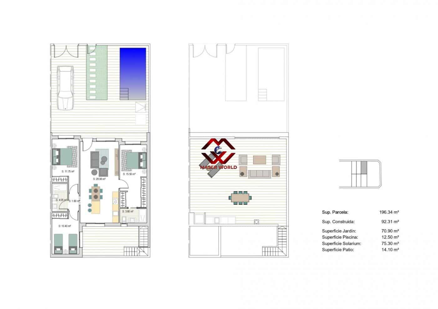 3 sypialnia Dom szeregowy na sprzedaż w San Javier z basenem garażem - 372 000 € (Ref: 9794547)