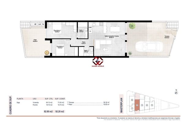 2 bedroom Bungalow for sale in Lo Pagan, San Pedro del Pinatar with pool garage - € 239,900 (Ref: 9806417)