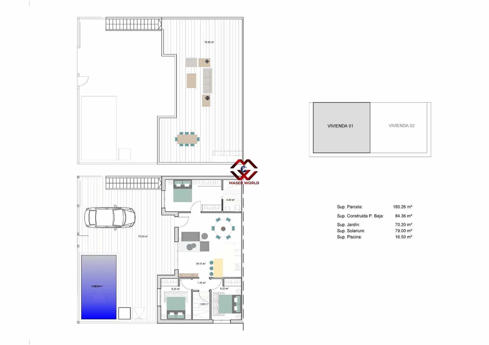 Chalet de 3 habitaciones en Torre-Pacheco en venta con piscina garaje - 279.900 € (Ref: 9815810)
