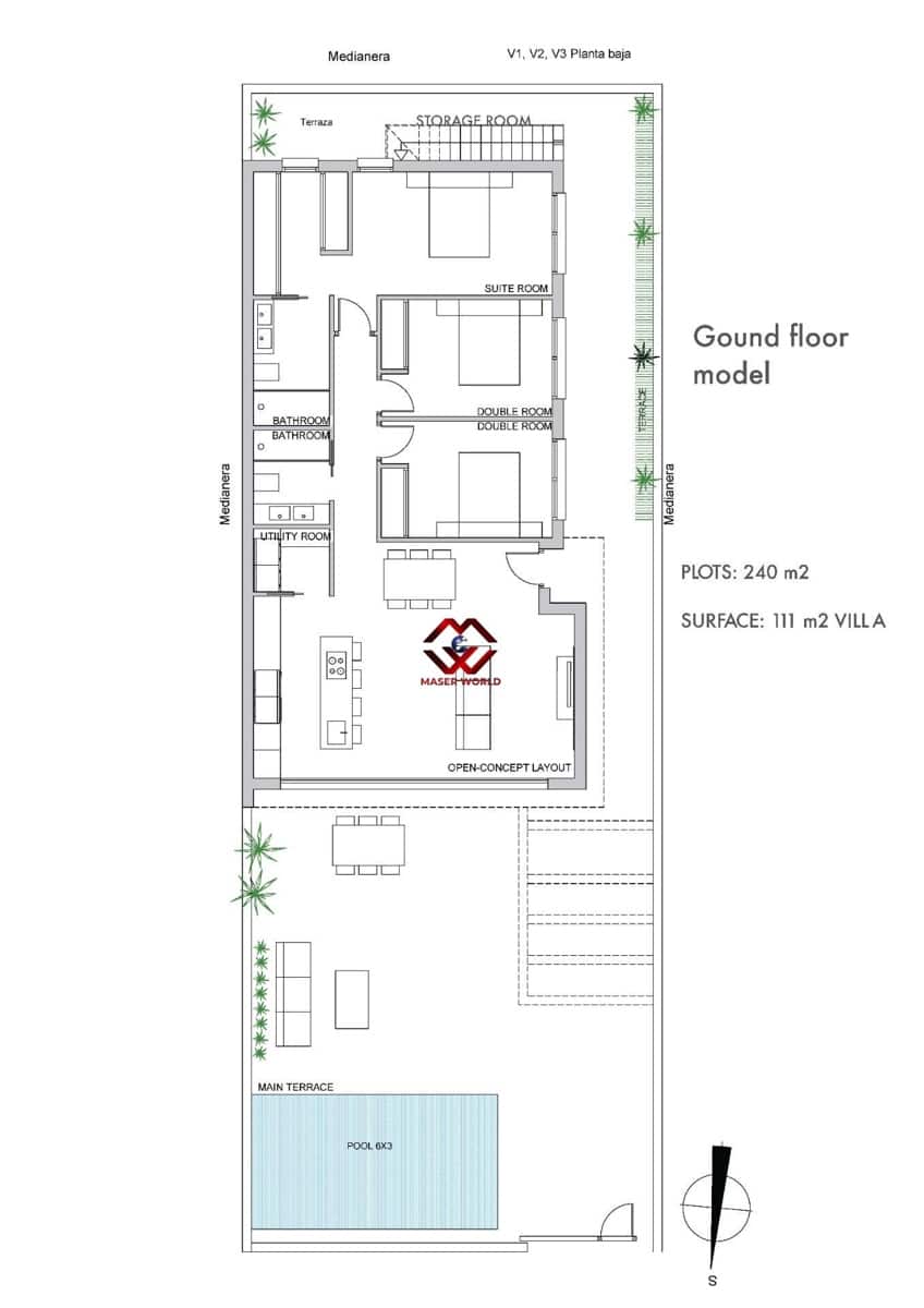 Chalet de 3 habitaciones en Los Alcázares en venta con piscina garaje - 489.000 € (Ref: 9820438)