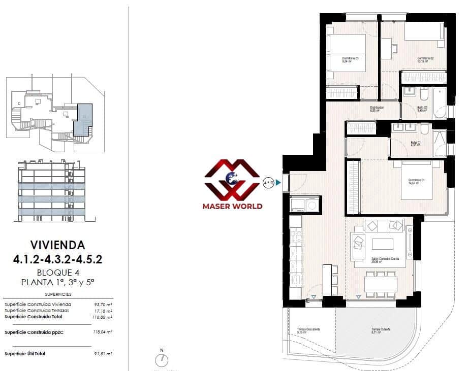 3 bedroom Apartment for sale in La Villajoyosa / Vila Joiosa with pool - € 543,000 (Ref: 9855375)