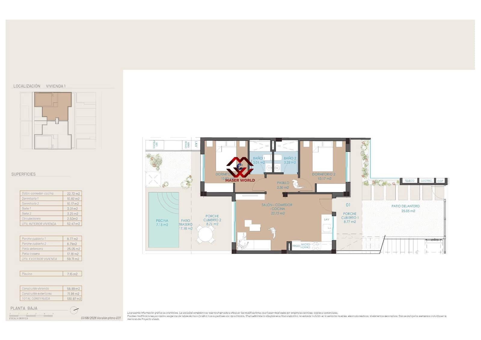 2 bedroom Bungalow for sale in San Pedro del Pinatar with pool garage - € 299,900 (Ref: 9927344)