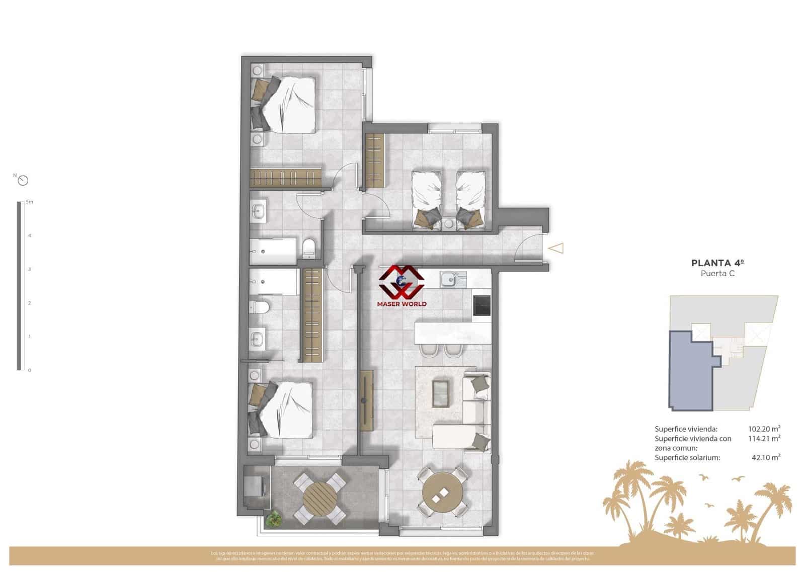 3 sypialnia Penthouse na sprzedaż w Guardamar del Segura z basenem garażem - 549 500 € (Ref: 9954196)