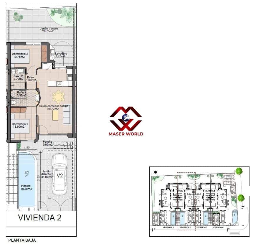 2 soveværelse Bungalow til salg i Pilar de la Horadada med swimmingpool garage - € 274.900 (Ref: 9955120)