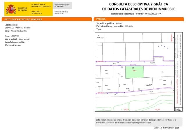 Bouwgrond te koop in Jalón / Xaló - € 120.000 (Ref: 9293841)