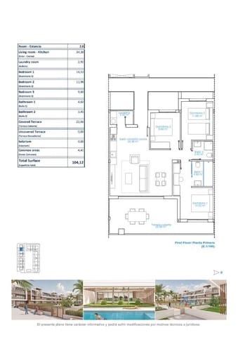 3 soveværelse Lejlighed til salg i Torre de la Horadada, Pilar de la Horadada - € 398.900 (Ref: 9757995)