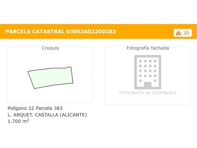 Undeveloped Land for sale in Castalla - € 10,000 (Ref: 9168602)