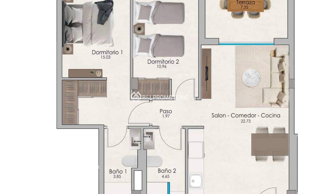 2 bedroom Apartment for sale in Gran Alacant with pool garage - € 245,000 (Ref: 9850738)
