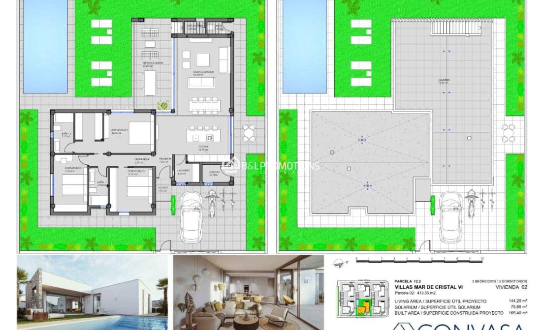 3 sypialnia Willa na sprzedaż w Mar de Cristal z basenem garażem - 549 000 € (Ref: 9966026)