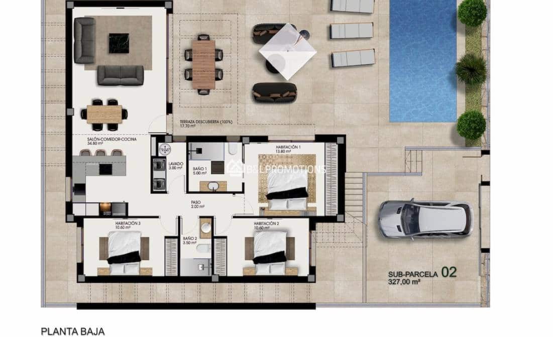 3 sypialnia Willa na sprzedaż w Ciudad Quesada z basenem garażem - 550 000 € (Ref: 9969076)