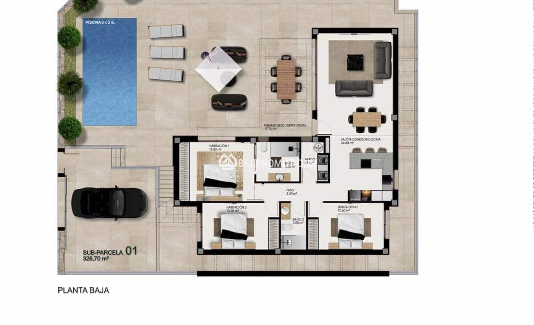 3 sypialnia Willa na sprzedaż w Ciudad Quesada z basenem garażem - 550 000 € (Ref: 9969076)