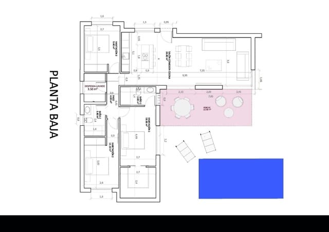 3 chambre Villa/Maison à vendre à Monforte del Cid avec piscine garage - 450 500 € (Ref: 9585424)