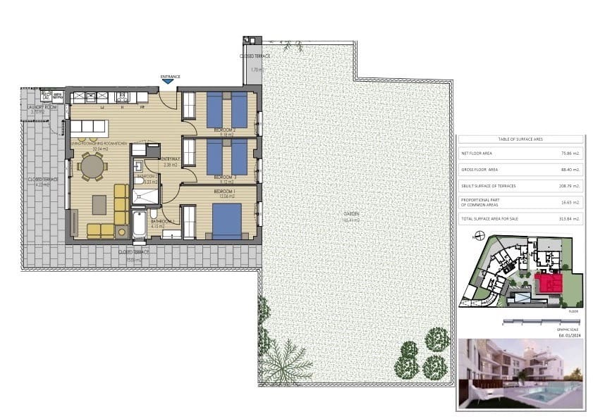 3 soveværelse Strandlejlighed til salg i Arenal med swimmingpool garage - € 703.500 (Ref: 9227436)