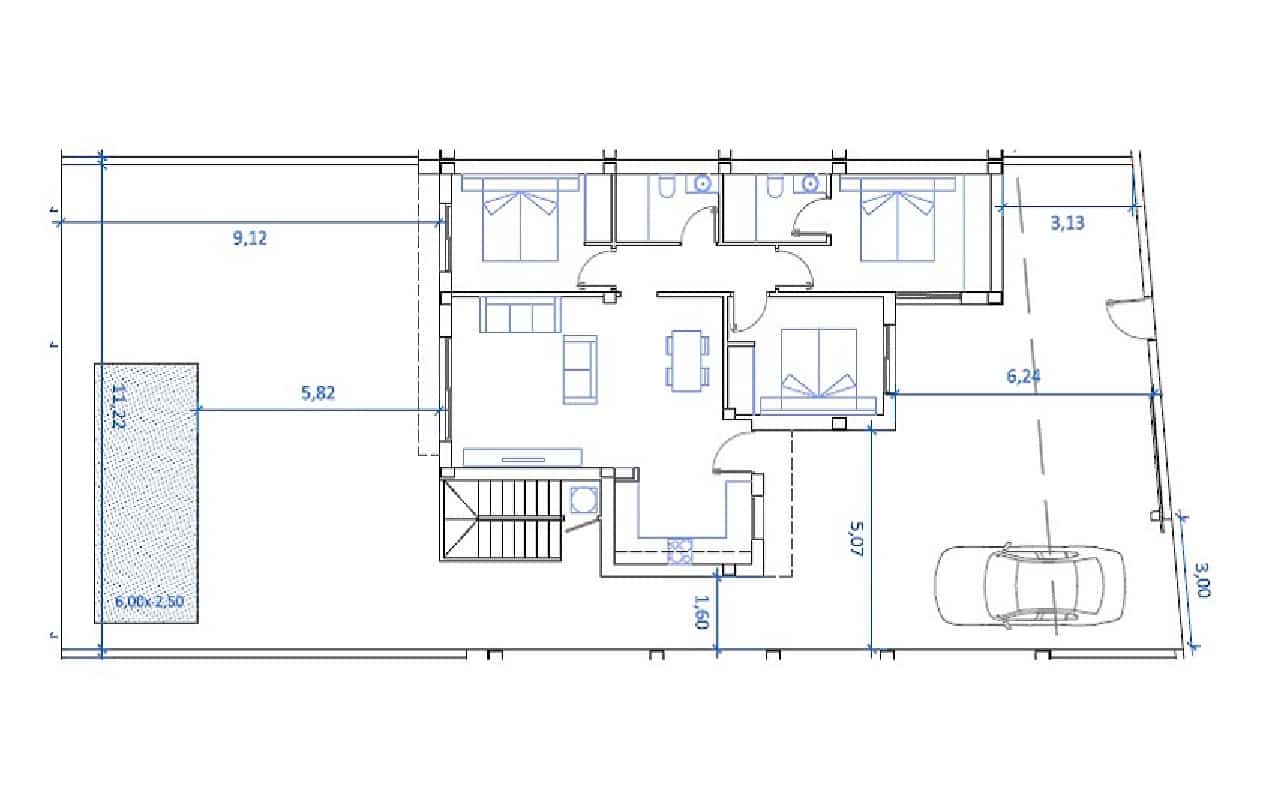 3 makuuhuone Huvila myytävänä paikassa La Marina mukana uima-altaan 
autotalli - 392 000 € (Ref: 9343346)