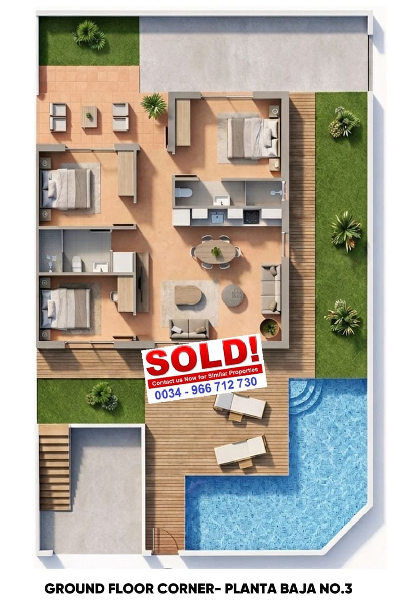 3 chambre Bungalow à vendre à Pilar de la Horadada avec piscine garage - 369 900 € (Ref: 9753593)