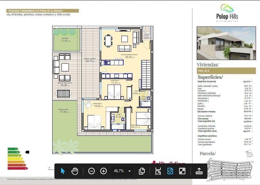 3 camera da letto Bungalow in vendita in Polop con piscina garage - 404.500 € (Rif: 8049872)