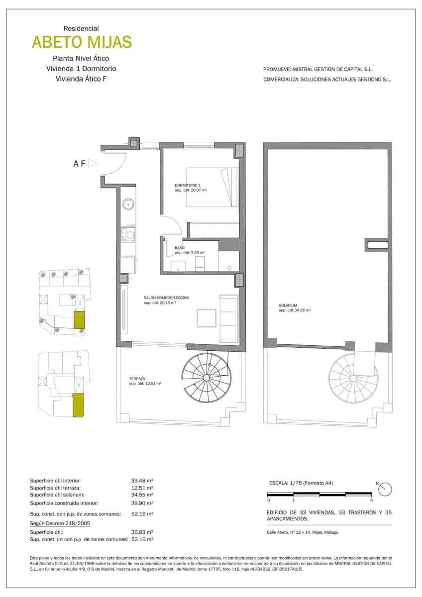 Ático de 1 habitación en Mijas en venta con garaje - 217.700 € (Ref: 9001068)